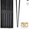 Dymund® Chopsticks - 5 Persoons Eetstokjes Set - Herbruikbaar - RVS - Zwart -Keuken Benodigdheden Winkel 1056x1200