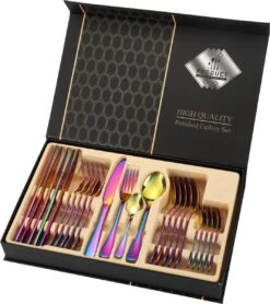 Merkloos Melili Bestekset-Bestek Set 24-delig-6 Persoons Bestekset-tafelmes-tafelvork-soeplepel-dessertlepel-roestvrijstalen Bestekset-multi Kleur