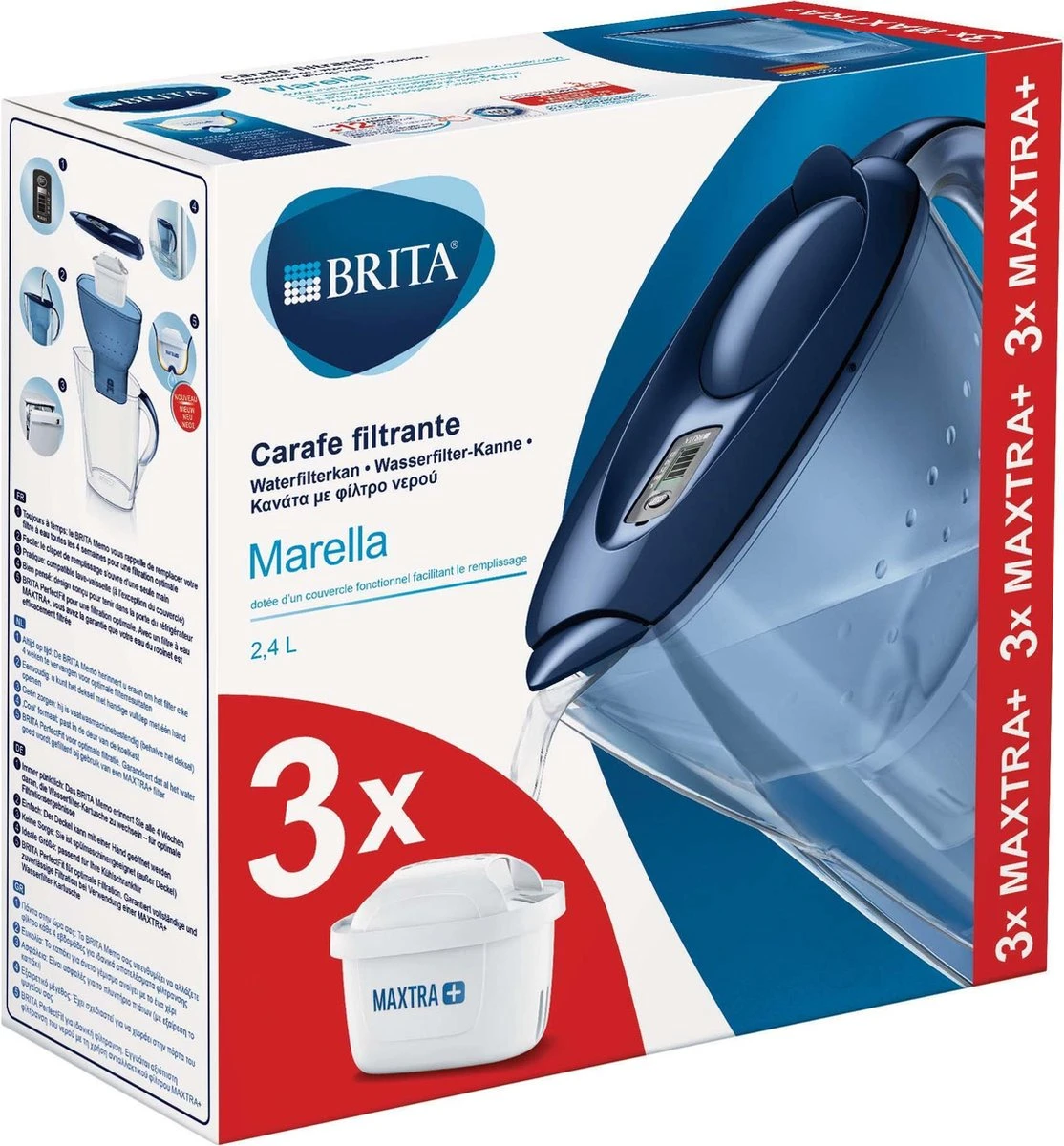 BRITA - Waterfilterkan Marella Cool - Blauw - 2,4L + 3 MAXTRA+ Waterfilterpatronen 9 BRITA - Waterfilterkan Marella Cool - Blauw - 2,4L + 3 MAXTRA+ Waterfilterpatronen - Afbeelding 7