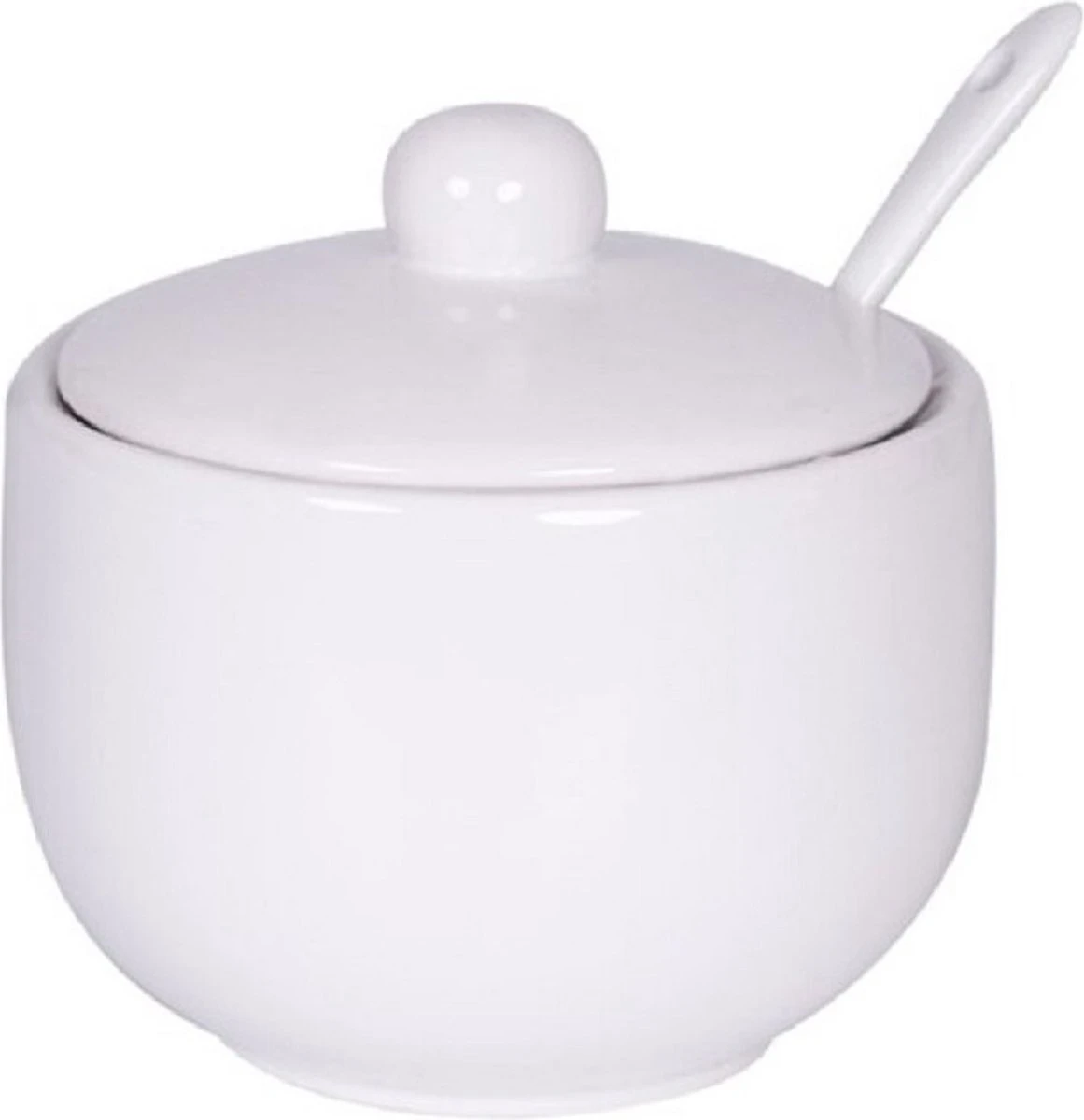 Concord Suikerkom / Suikerpotje Wit Keramiek Met Lepel En Deksel 3 Concord Suikerkom / Suikerpotje Wit Keramiek Met Lepel En Deksel