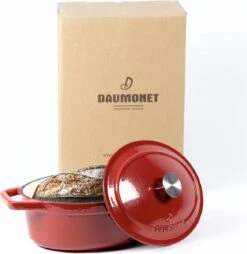Daumonet Bocuse Rouge Gietijzeren Braadpan - Sudderpan Kersen Rood - Ovaal - Ø 29 Cm - 3 Liter - PFAS & PFOA Vrij - Emaille - Geschikt Voor Alle Warmtebronnen - Elektrisch - Gas - Halogeen - Inductie - Keramisch - Vaatwasserbestendig -Keuken Benodigdheden Winkel 1168x1200