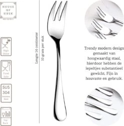 House Of Husk® Gebaksvorkjes - Dessertvorken - Taartvorkjes - Cocktailvorken - Klein Vorkjes - 12 Stuks - RVS - Zilver -Keuken Benodigdheden Winkel 1179x1200