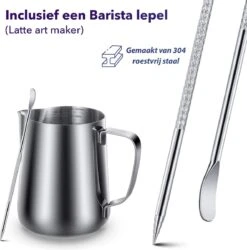 Qualitá® Melkkan Met Art Pen - Barista Melkkannetje - 350 ML - Melkopschuimkannen -Keuken Benodigdheden Winkel 1186x1200 9
