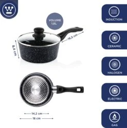 Westinghouse Steelpan Inductie - Ø 18 Cm - Zwart Marmer - Met Deksel - Sauspan 14 Westinghouse Steelpan Inductie - Ø 18 Cm - Zwart Marmer - Met Deksel - Sauspan -Keuken Benodigdheden Winkel 1190x1200 11