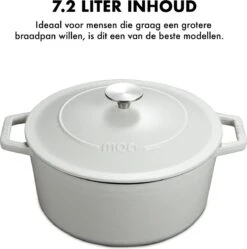 MOA Gietijzeren Braadpan - Inhoud 7,2 Liter - 30CM - Rond - Alle Warmtebronnen - Ook Voor Inductie - Gewicht 7,3 Kg - Wit - C30W -Keuken Benodigdheden Winkel 1192x1200 13
