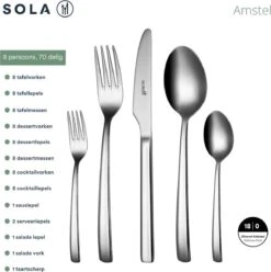 Sola Bestekset Amstel - Economy - 8 Persoons - 70 Delig - Zilver Chroomstaal 18/0 - RVS 9 Sola Bestekset Amstel - Economy - 8 Persoons - 70 Delig - Zilver Chroomstaal 18/0 - RVS -Keuken Benodigdheden Winkel 1193x1200 1