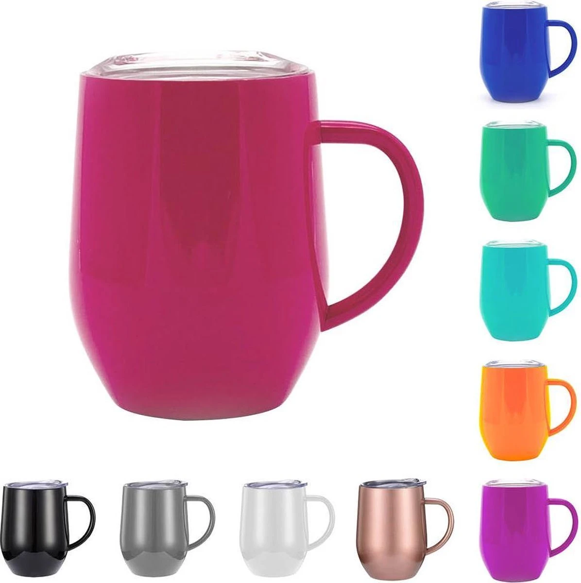 Drinkbeker - Thermosbeker - Koffiebeker To Go - Dubbelwandig - RVS - Roos Rood - Able & Borret 3 Drinkbeker - Thermosbeker - Koffiebeker To Go - Dubbelwandig - RVS - Roos Rood - Able & Borret