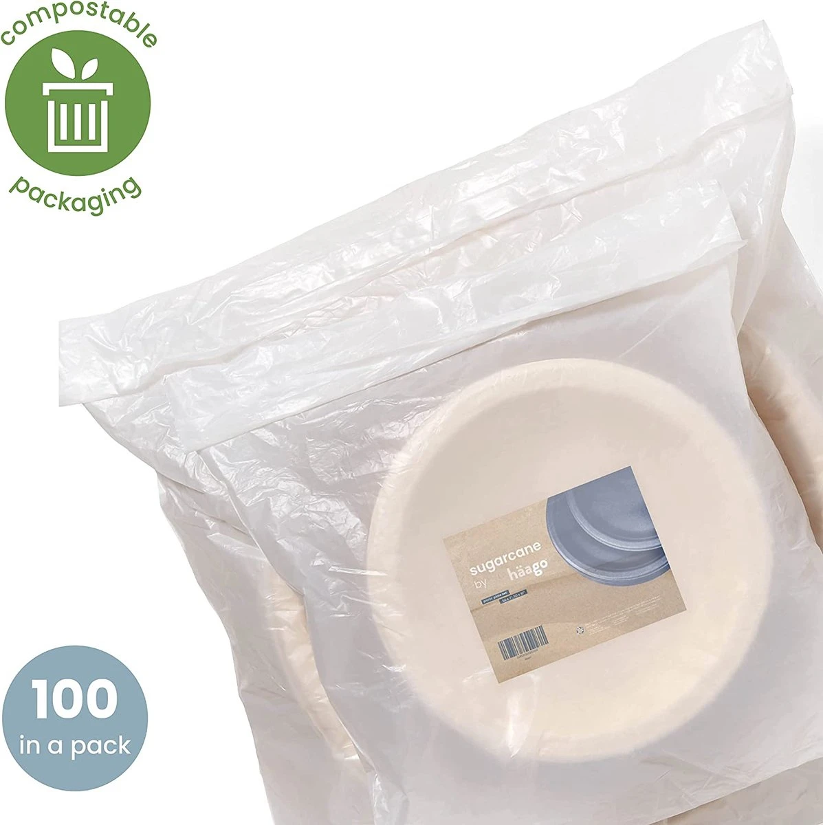 Haago 100 Biologisch Afbreekbare Ronde Borden Set Van Suikerriet, Large (26cm) En Small (18cm) - Milieuvriendelijk En Composteerbaar 7 Haago 100 Biologisch Afbreekbare Ronde Borden Set Van Suikerriet, Large (26cm) En Small (18cm) - Milieuvriendelijk En Composteerbaar - Afbeelding 5