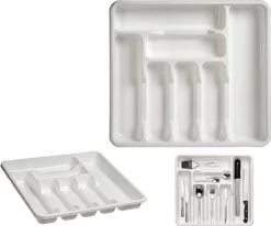 Kunststof Bestekbak/bestekhouder 7-vaks Wit 42 X 39 Cm - Keukenlade/besteklade Inzetbakken -Keuken Benodigdheden Winkel 1200x1001