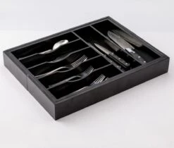 Merkloos Decopatent® Uitschuifbaar Bestekbak - Besteklade - 7 Vaks -> Uitschuifbaar Naar 9 Vakken - Bestekbakken Organizer - Bamboe - Zwart -Keuken Benodigdheden Winkel 1200x1022