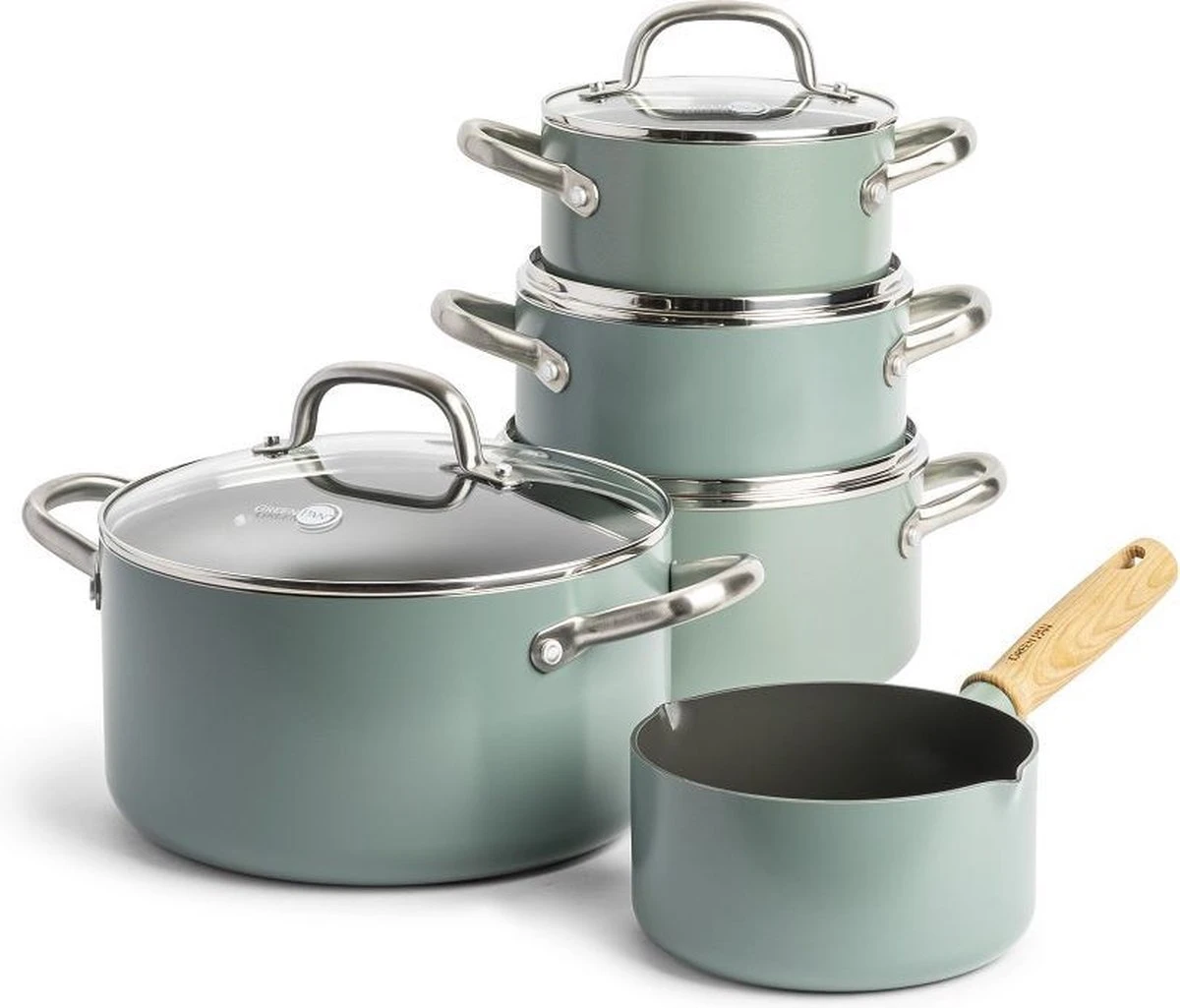 GreenPan Mayflower Pannenset - 5-delig - Lichtblauw - Inductie - PFAS-vrij 3 GreenPan Mayflower Pannenset - 5-delig - Lichtblauw - Inductie - PFAS-vrij