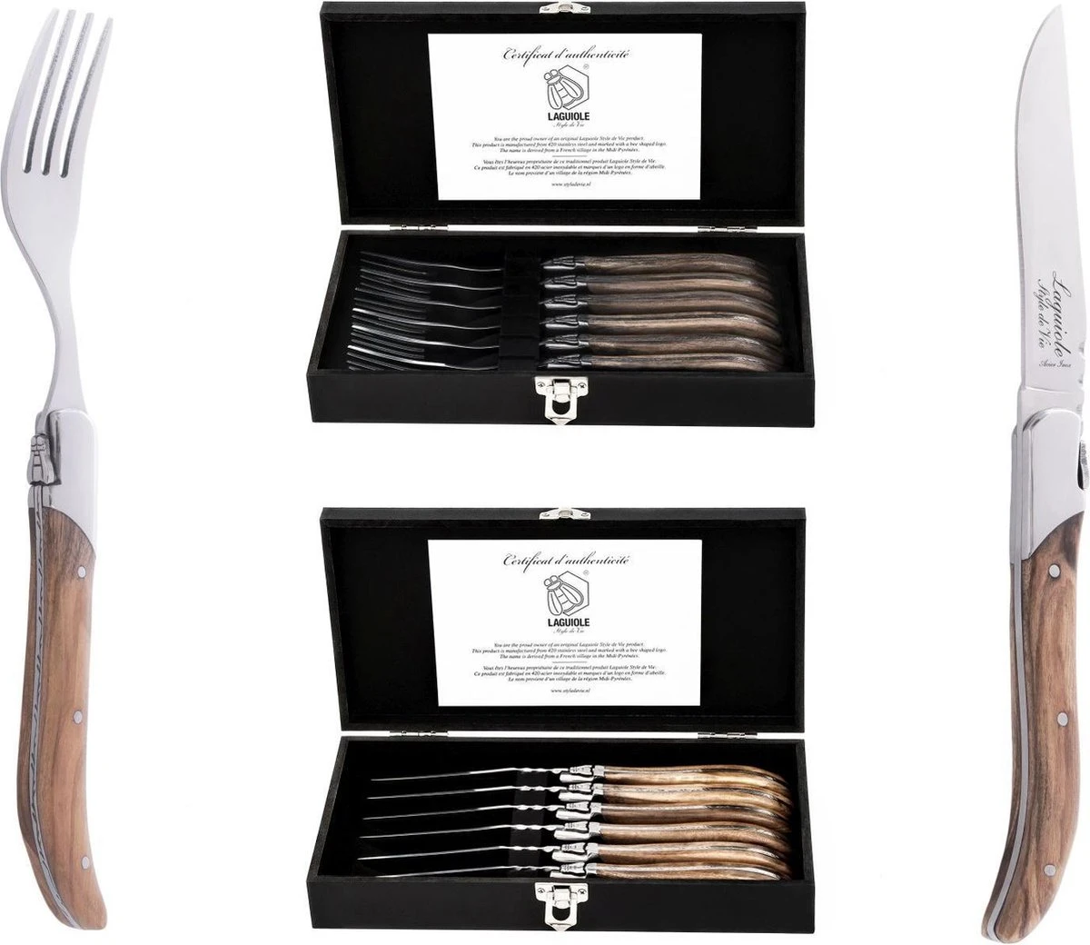 Laguiole Style De Vie Vorken Luxury Line - 6-delig - Olijfhout 13 Laguiole Style De Vie Vorken Luxury Line - 6-delig - Olijfhout - Afbeelding 11