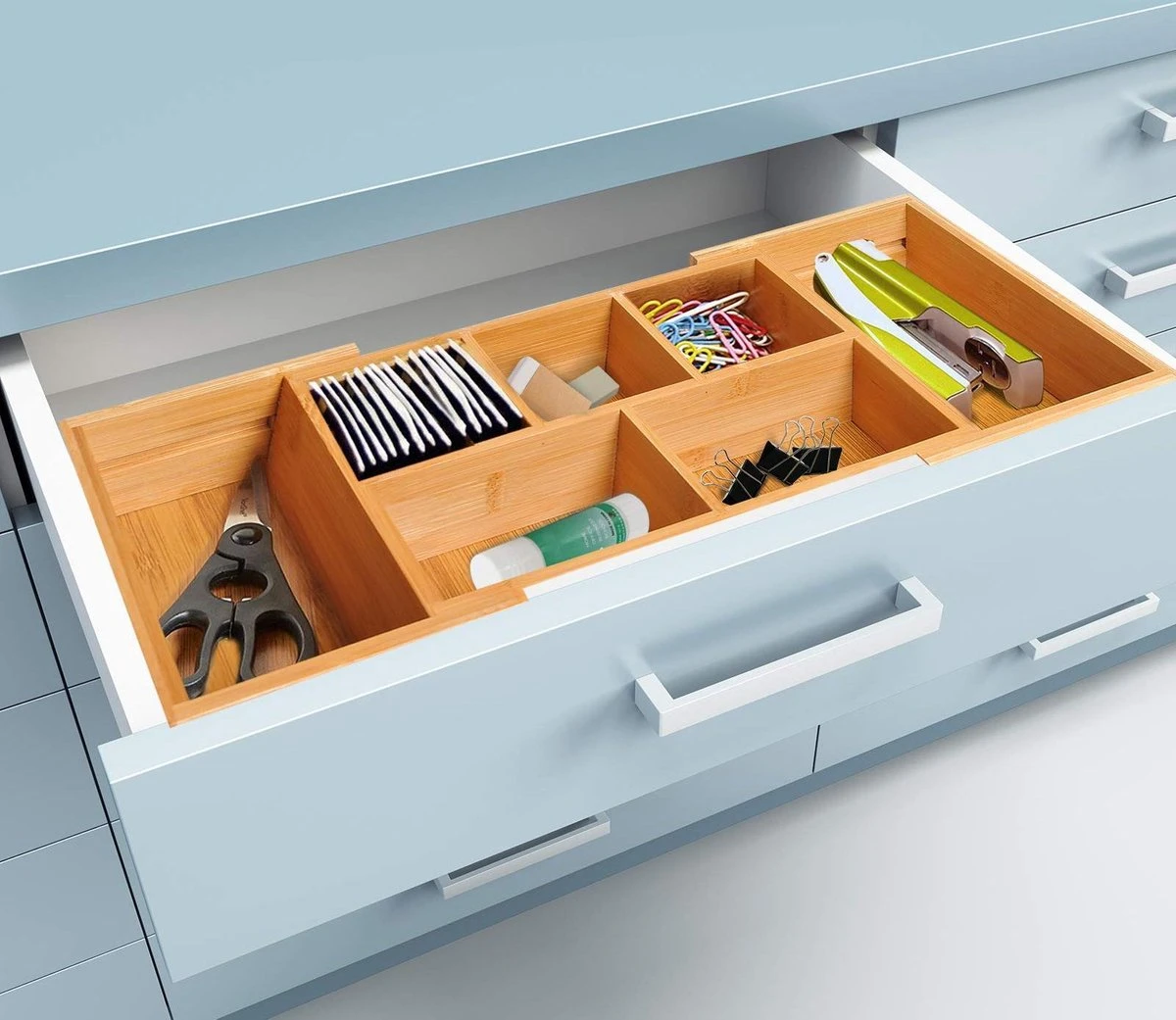 Verstelbare Lade Organizer - Voor Bestek/Keuken/Bureau/Make-Up/Accessoires – Uitschuifbare Lade Inzet Verdeler - Opbergbak Doos - Verstelbaar In 5 Of 7 Compartimenten - Duurzaam Bamboe Hout 3 Verstelbare Lade Organizer - Voor Bestek/Keuken/Bureau/Make-Up/Accessoires – Uitschuifbare Lade Inzet Verdeler - Opbergbak Doos - Verstelbaar In 5 Of 7 Compartimenten - Duurzaam Bamboe Hout