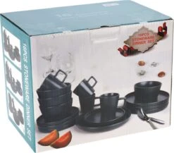 Homecookingchef Serviesset - Mat Zwart - 16-delig - Sterk Aardewerk -Keuken Benodigdheden Winkel 1200x1055 2