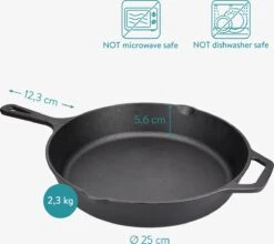 Navaris Gietijzeren Koekenpan - Braadpan Van Gietijzer - Ronde Skillet - Geschikt Voor Alle Warmtebronnen - Ø 25 Cm - Ovenbestendig Tot 260?graden 19 Navaris Gietijzeren Koekenpan - Braadpan Van Gietijzer - Ronde Skillet - Geschikt Voor Alle Warmtebronnen - Ø 25 Cm - Ovenbestendig Tot 260?graden -Keuken Benodigdheden Winkel 1200x1071