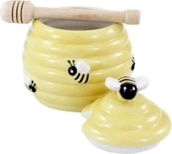 Merkloos Gele Honingpot Met Honinglepel/stokje 11 Cm - Keukengerei/tafelgerei - Thee Drinken - Honing Potten Met 3D Bijenmotief -Keuken Benodigdheden Winkel 1200x1074 11