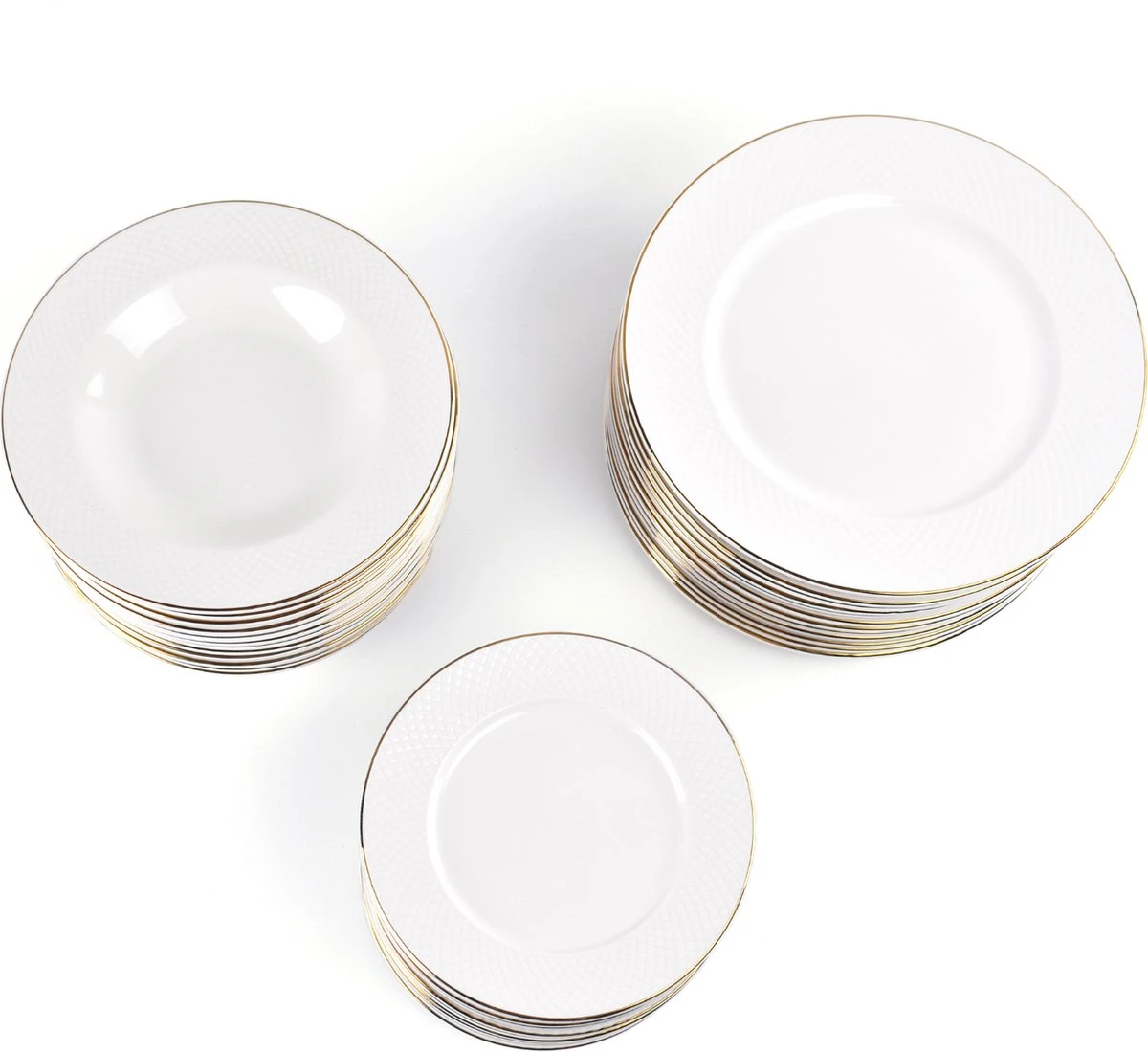 LeRijn® Serviesset Deventer 8 Persoons - 24 Delig - Licht Crème Wit Met Gouden Rand En Motief - Dinerborden - Soepborden - Dessertborden - Borden Servies - Bordenset 4 LeRijn® Serviesset Deventer 8 Persoons - 24 Delig - Licht Crème Wit Met Gouden Rand En Motief - Dinerborden - Soepborden - Dessertborden - Borden Servies - Bordenset - Afbeelding 2