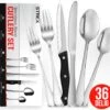 Strex Bestekset 6 Persoons - Zilver - 36-delig - Roestvrij Staal - Lepels, Messen, Vorken En Steakmessen - Hoogwaardige Kwaliteit 2 Strex Bestekset 6 Persoons - Zilver - 36-delig - Roestvrij Staal - Lepels, Messen, Vorken En Steakmessen - Hoogwaardige Kwaliteit -Keuken Benodigdheden Winkel 1200x1101