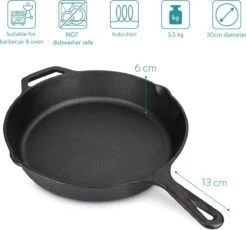 Navaris Gietijzeren Koekenpan - Braadpan Van Gietijzer - Ronde Skillet - Geschikt Voor Alle Warmtebronnen - Ø 30 Cm - Ovenbestendig Tot 260 Graden -Keuken Benodigdheden Winkel 1200x1115 1