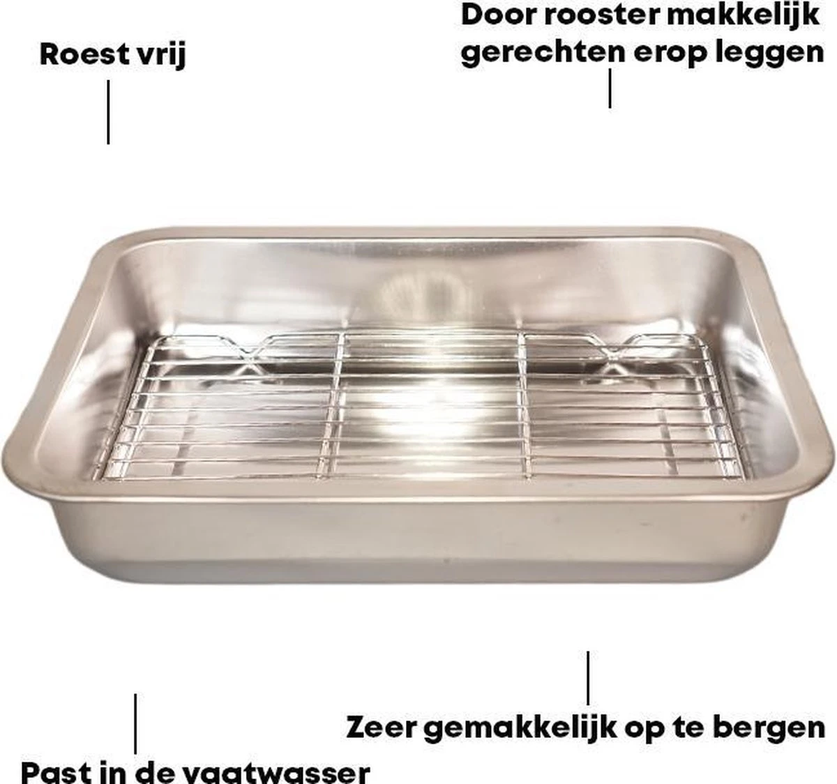 YUGN Braadslede Ovenschaal Braadslee Oven - Braadslede Met Rooster Voor Ovengerechten - Roestvrijstaal En 36x27x7CM - Cadeau Tip 5 YUGN Braadslede Ovenschaal Braadslee Oven - Braadslede Met Rooster Voor Ovengerechten - Roestvrijstaal En 36x27x7CM - Cadeau Tip - Afbeelding 3