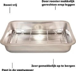 YUGN Braadslede Ovenschaal Braadslee Oven - Braadslede Met Rooster Voor Ovengerechten - Roestvrijstaal En 40x30x7CM - Cadeau Tip -Keuken Benodigdheden Winkel 1200x1124 7