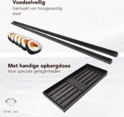 Dymund® Chopsticks - 5 Persoons Eetstokjes Set - Herbruikbaar - RVS - Zwart 10 Dymund® Chopsticks - 5 Persoons Eetstokjes Set - Herbruikbaar - RVS - Zwart -Keuken Benodigdheden Winkel 1200x1125 2