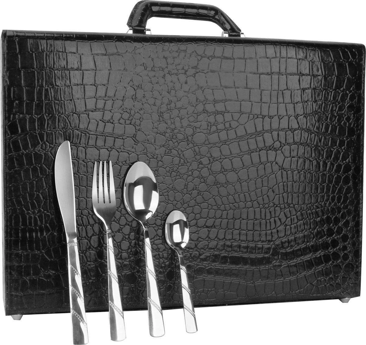 Swiss Pro+ - Bestekset - 12 Persoons - 72-delig - Luxe Opbergkoffer - 18/10 - Premium - Zilver 3 Swiss Pro+ - Bestekset - 12 Persoons - 72-delig - Luxe Opbergkoffer - 18/10 - Premium - Zilver