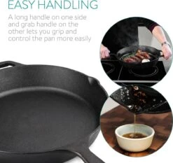 Navaris Gietijzeren Koekenpan - Braadpan Van Gietijzer - Ronde Skillet - Geschikt Voor Alle Warmtebronnen - Ø 30 Cm - Ovenbestendig Tot 260 Graden -Keuken Benodigdheden Winkel 1200x1133 2