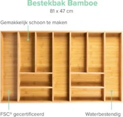 Grote Bestekbak Bamboe 81x47CM - Coninx Besteklade - Opbergbak - Duurzaam - Bamboe - Voor Laden Vanaf 47cm Diep -Keuken Benodigdheden Winkel 1200x1140