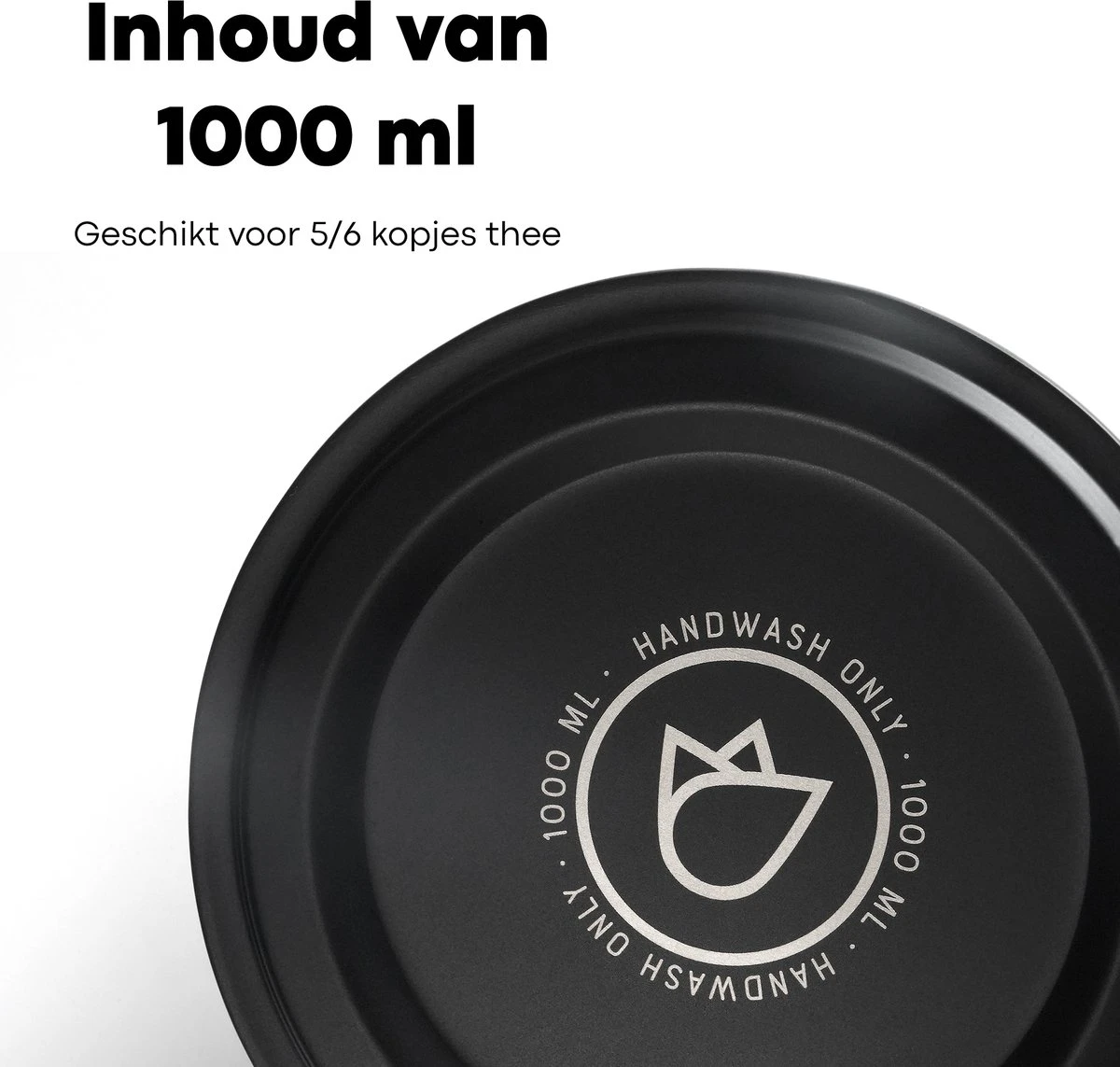 Vatten® - Premium RVS Theepot - Incl. RVS Theefilter - 1L - Zwart - Dubbelwandig 7 Vatten® - Premium RVS Theepot - Incl. RVS Theefilter - 1L - Zwart - Dubbelwandig - Afbeelding 6