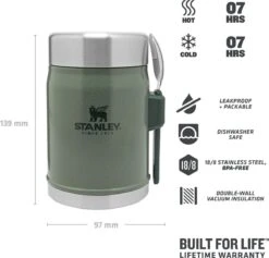 Stanley The Legendary Food Jar + Spork 0,4L - Thermosfles - Hammertone Green -Keuken Benodigdheden Winkel 1200x1151 2