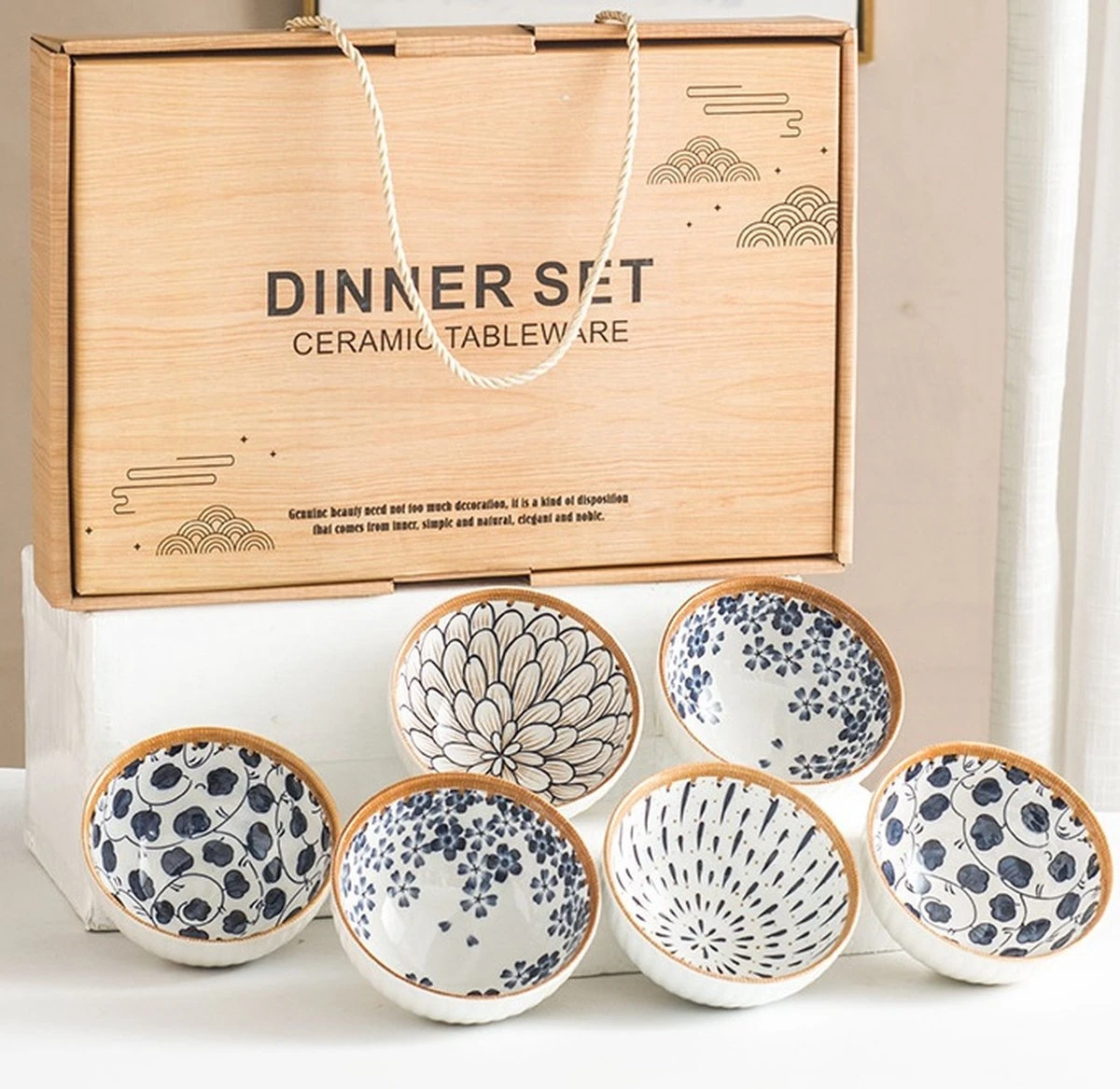 Winkrs - Servies Set Met 6 Kommetjes - Keramiek - Chinese Kommen Voor Rijst, Saus, Hapjes Etc. 6 Winkrs - Servies Set Met 6 Kommetjes - Keramiek - Chinese Kommen Voor Rijst, Saus, Hapjes Etc. - Afbeelding 4