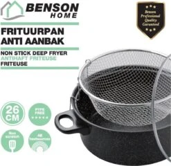 Benson Frituurpan Met Korf - Ø 26 Cm - Carbonstaal Met Marmer Coating -Keuken Benodigdheden Winkel 1200x1168 7