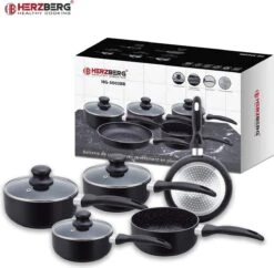 Herzberg HG-5003BK: 8 Pieces Marble Cookware Set - Black 10 Herzberg HG-5003BK: 8 Pieces Marble Cookware Set - Black -Keuken Benodigdheden Winkel 1200x1175 2