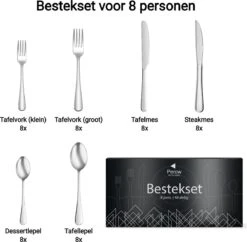 Perow 8 Persoons Bestekset - 48 Delig - 18/10 Edelstaal - Lepels, Messen, Vorken & Steakmessen - Vaatwasser Bestendig - Zilver 17 Perow 8 Persoons Bestekset - 48 Delig - 18/10 Edelstaal - Lepels, Messen, Vorken & Steakmessen - Vaatwasser Bestendig - Zilver -Keuken Benodigdheden Winkel 1200x1177