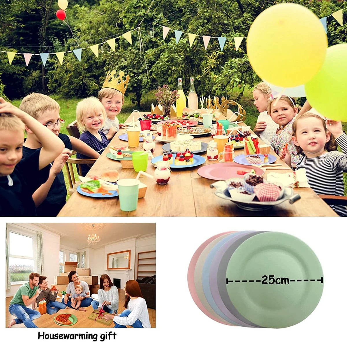 Onbreekbare Borden Van 25 Cm, 6-delige Set, Herbruikbare Platte Borden Met Luffas-afwasborstels, Eetborden, Kunststof, Licht Voor Feestjes, Kamperen, BBQ/pizza, Magnetronbestendig, Vaatwasmachinebestendig, BPA-vrij (veelkleurig) 5 Onbreekbare Borden Van 25 Cm, 6-delige Set, Herbruikbare Platte Borden Met Luffas-afwasborstels, Eetborden, Kunststof, Licht Voor Feestjes, Kamperen, BBQ/pizza, Magnetronbestendig, Vaatwasmachinebestendig, BPA-vrij (veelkleurig) - Afbeelding 3