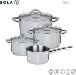 Sola Pannenset Blizz - 4 Delig - Ø Cm - Zilver - RVS - Sandwichbodem -Keuken Benodigdheden Winkel 1200x1188 3