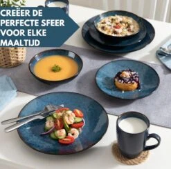 Serviesset – 16 Delig – 4 Persoons – Porselein - Luxe - Blauw 11 Serviesset – 16 Delig – 4 Persoons – Porselein - Luxe - Blauw -Keuken Benodigdheden Winkel 1200x1188 7