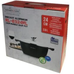 Royalty Line - Marble Soep/braadpan - Met Glazen Deksel Zwart - 24 CM. RL-BS24ML -Keuken Benodigdheden Winkel 1200x1190 1