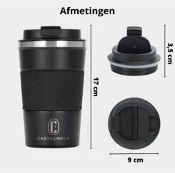 Castagnola Design RVS Koffiebeker To Go - Zwart - 380ml - Thermosbeker - Theebeker -Keuken Benodigdheden Winkel 1200x1191 20
