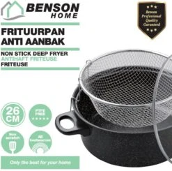 Benson Frituurpan Met Korf - Ø 26 Cm - Carbonstaal Met Marmer Coating -Keuken Benodigdheden Winkel 1200x1192 4
