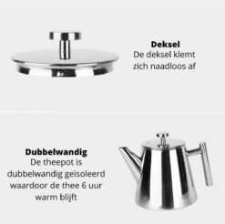 Castagnola Theepot Met Filter – Theekan – Theepot Dubbelwandig – Theepot Roestvrijstaal – Hoogwaardig RVS – 1 Liter – 5 Kopjes Thee – Zilver Glans 17 Castagnola Theepot Met Filter – Theekan – Theepot Dubbelwandig – Theepot Roestvrijstaal – Hoogwaardig RVS – 1 Liter – 5 Kopjes Thee – Zilver Glans -Keuken Benodigdheden Winkel 1200x1195 37