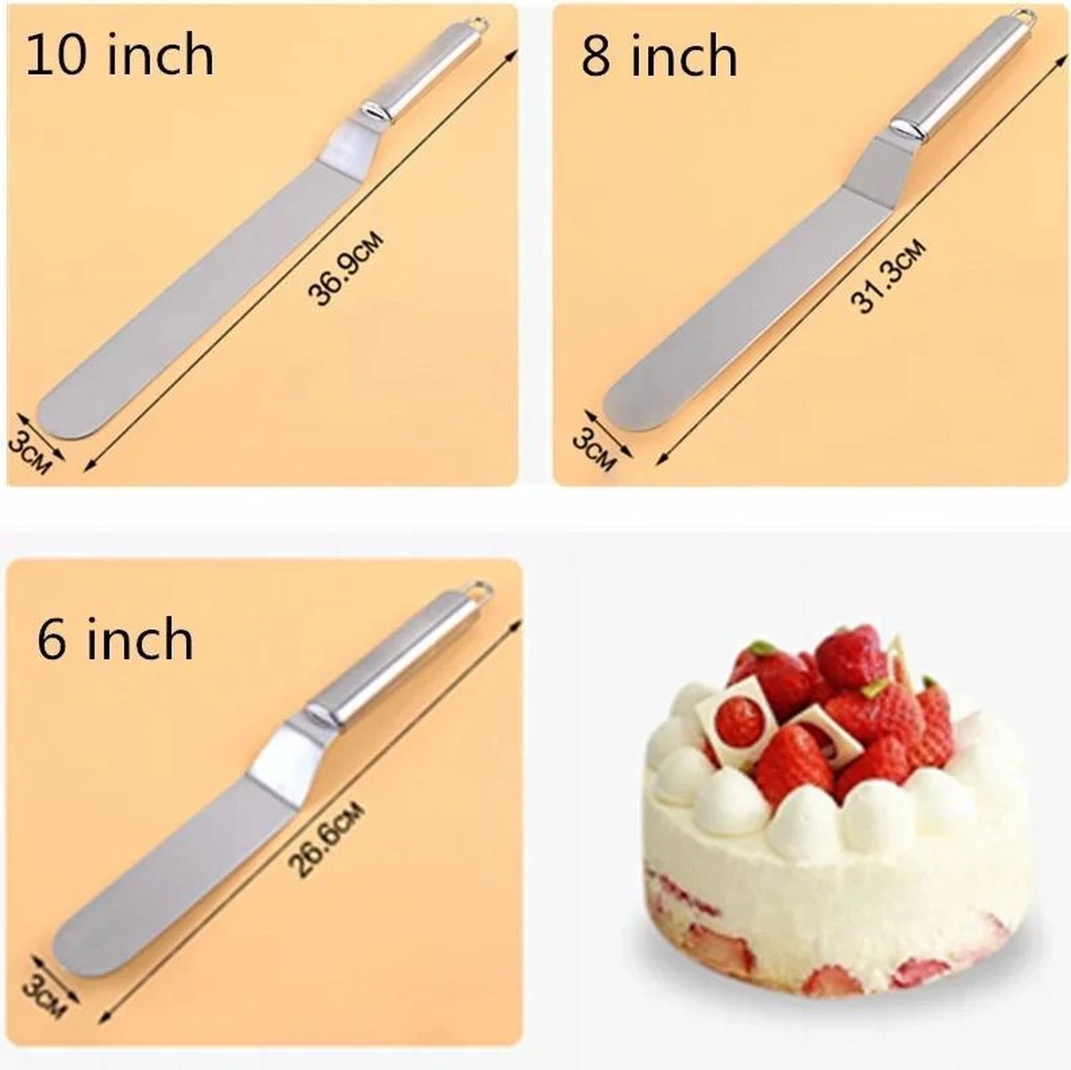 LOUZIR Luxe RVS Gebaksspatel - Cake Spatel - Taart Spatel - Taart Decoratie 4 LOUZIR Luxe RVS Gebaksspatel - Cake Spatel - Taart Spatel - Taart Decoratie - Afbeelding 2