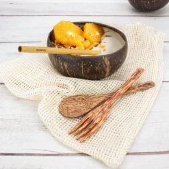 Ecowize Coconut Bowls (Set Van 3) - Kokosnoot Kom & Schaal - Met 3 Lepels, 3 Vorken En 8 Bamboe Rietjes - Zero Waste & Herbruikbaar - Duurzaam Cadeau -Keuken Benodigdheden Winkel 1200x1198 75