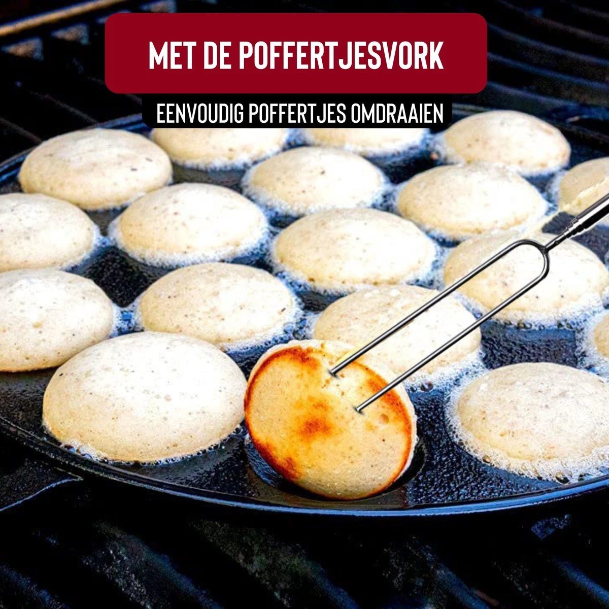 Rednas Poffertjespan Pakket - Incl. Luxe Giftbox - Incl.Bakkwast/Vork/Doseerfles - RVS/Gietijzer 5 Rednas Poffertjespan Pakket - Incl. Luxe Giftbox - Incl.Bakkwast/Vork/Doseerfles - RVS/Gietijzer - Afbeelding 3