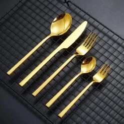 Cadeau 30-delige Gouden Zilverwerk Set Bestekset, Velaze 18/10 Roestvrijstalen Gebruiksvoorwerpen Service Voor 6 Personen Inclusief Dinerlepel, Diner Vork, Diner Mes, Dessertvork En Theelepel, Spiegel Gepolijst Ontwerp -Keuken Benodigdheden Winkel 1200x1200 116