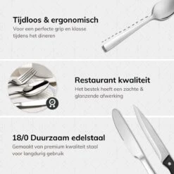 Deleca 8 Persoons Bestekset (48-delig) - Lepels, Messen, Vorken & Steakmessen - Vaatwasserbestendig - Zilver / RVS -Keuken Benodigdheden Winkel 1200x1200 130