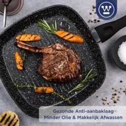 Westinghouse Grillpan - Ø 28 Cm - Zwart Marmer - Geschikt Voor Alle Warmtebronnen Inclusief Inductie - Steakpan Met Antiaanbaklaag- Aluminium -Keuken Benodigdheden Winkel 1200x1200 1359