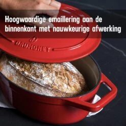 Daumonet Bocuse Rouge Gietijzeren Braadpan - Sudderpan Kersen Rood - Ovaal - Ø 29 Cm - 3 Liter - PFAS & PFOA Vrij - Emaille - Geschikt Voor Alle Warmtebronnen - Elektrisch - Gas - Halogeen - Inductie - Keramisch - Vaatwasserbestendig -Keuken Benodigdheden Winkel 1200x1200 1451