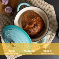 Chefarone Gietijzeren Pan - Braadpan Inclusief Deksel - Geschikt Voor Alle Warmtebronnen - Geëmailleerd Blauw -Keuken Benodigdheden Winkel 1200x1200 1483